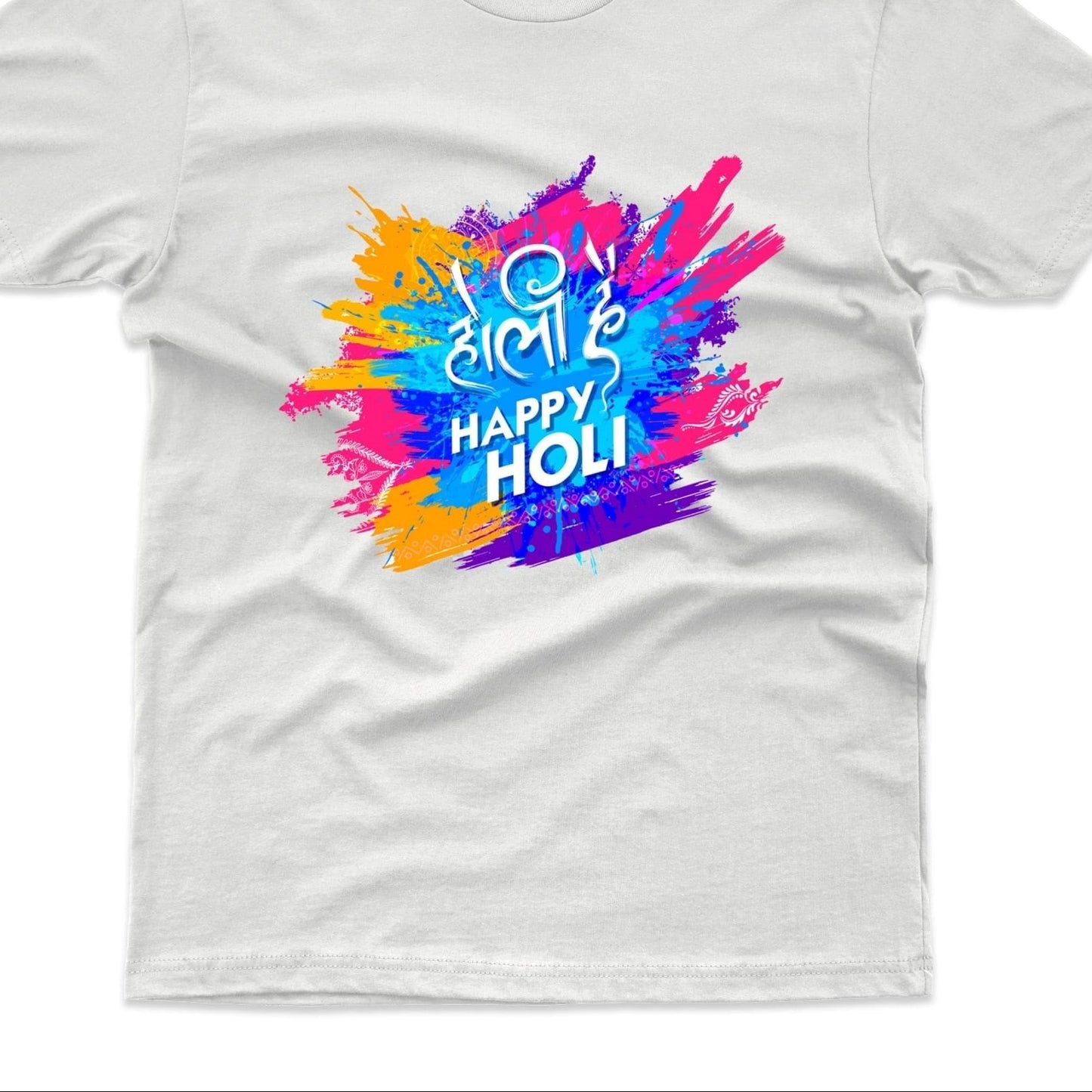 Holi T-shirt Festival Colorful Unisex | Premium Holi T shirt At Factory Price | Round Neck | Large (Design May Vary)