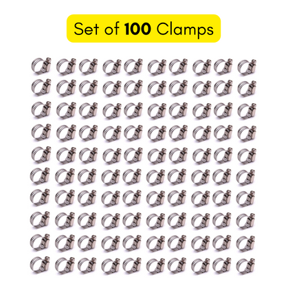 Adjustable Clamp/Clip for Gas Pipe/Water Pipe/Hose Pipe/Fuel Pipe etc., Pack Of 100pcs