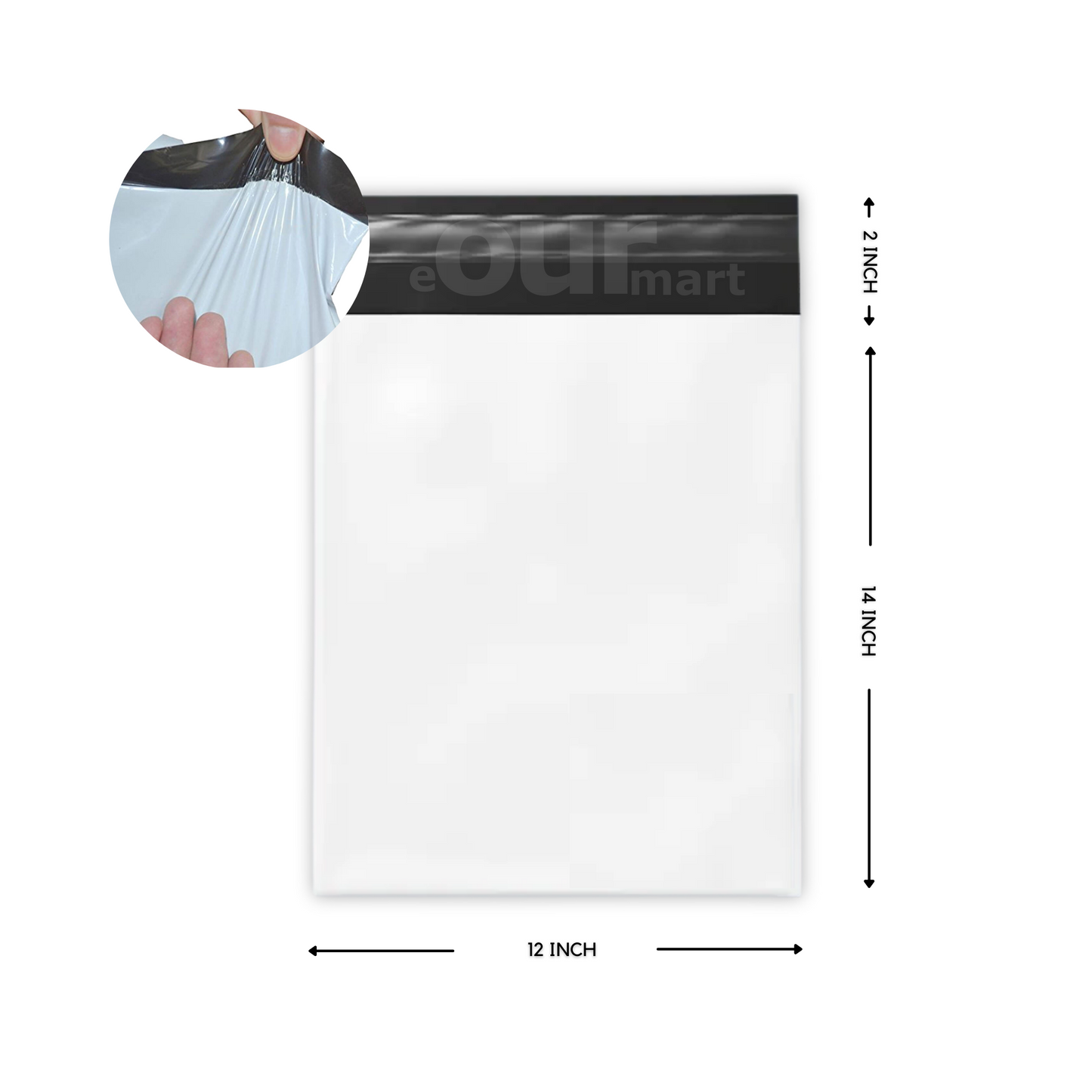 Courier Bags/Envelopes/Pouches/Cover 12X14 inches+ 2inch Flap  Pack of 100 Tamper Proof Plastic Polybags for Shipping/Packing (With POD)