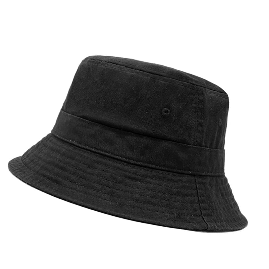 Cotton Bucket Hat, Unisex Cap (Black)
