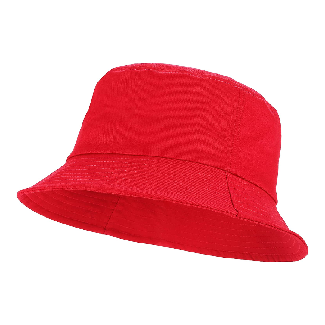 Cotton Bucket Hat, Unisex Cap (Red)