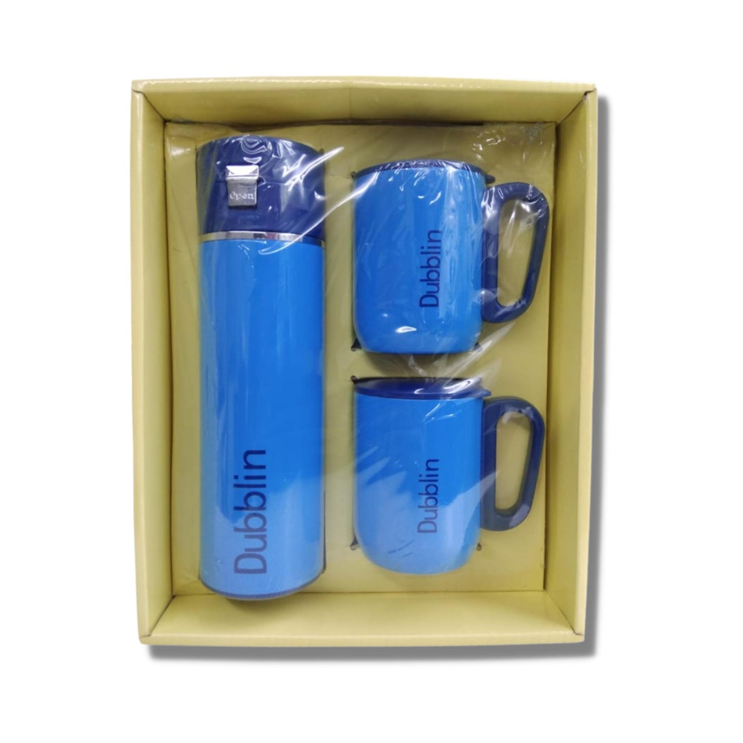 DUBBLIN Water Bottle 420 ml with 2 Mug 220 ml Regent Gift Set (Colour May Vary)