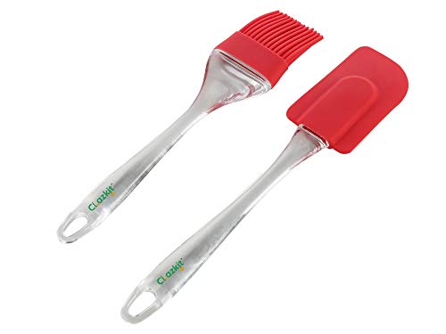 Silicone Brush and Spatula Set, 2-Pieces, Red