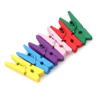 Wooden Clips, Set of 100 Clips, 1.5 Inch Colorful Clips, Wooden Pegs - eOURmart