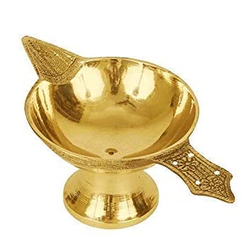 Brass Diya for Puja Small Size Akhand Diya for Puja | Heavy Base Aarti Diya | Deepak for Pooja Diwali Gift Item