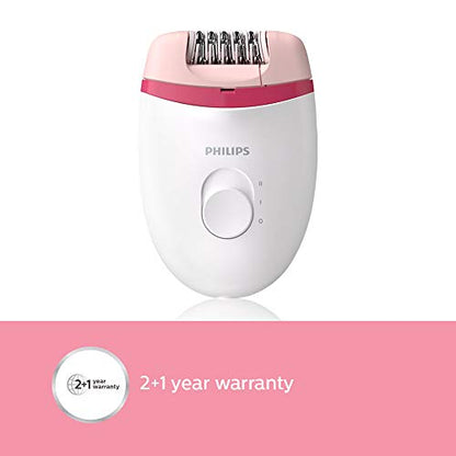 Philips BRE235/00 Corded Compact Epilator (White and Pink) For Gentle Hair Removal at Home