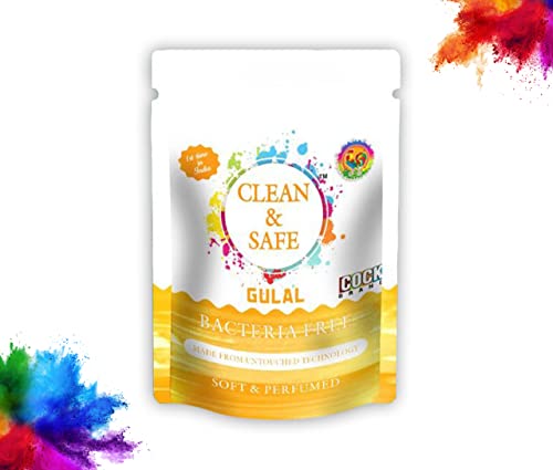 Cock Brand Clean and Safe Gulal Multicolour (Pack of 5) | Bacteria-Free gulal | 100% Natural and Herbal Gulal | Colour Powder Made and Packed by Machines only