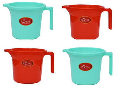 Plastic Mug for Bathroom, Set of 4 (1 Ltr, Multicolour)