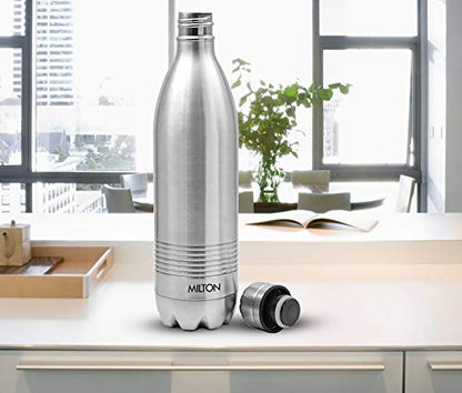 Milton Water Bottle Duo DLX 1000 Thermosteel 24 Hours Hot and Cold Water Bottle, 1 Litre, Silver