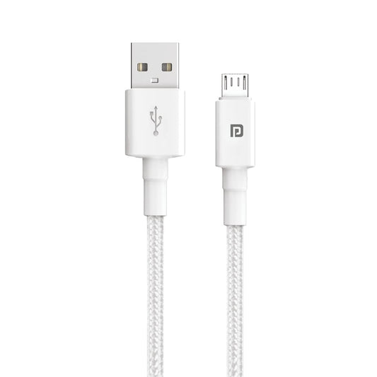 Micro USB Braided Cables, Portronics Konnect B For Fast Charging & Data Sync 3.0 Amp with PVC Heads I 1 mtr(White)