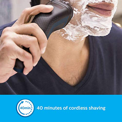 Philips S1223/45 Cordless Electric Shaver, 3D Pivot & Flex Heads, 27 Comfort Cut Blades, Up to 40 Min of Shaving