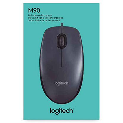 Logitech M90 Wired USB Mouse, 1000 DPI Optical Mouse for PC/Mac/Laptop - Black