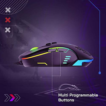 Redgear A-15 Wired Gaming Mouse with RGB, Semi-Honeycomb Design and Upto 6400 DPI for Windows PC Gamers.