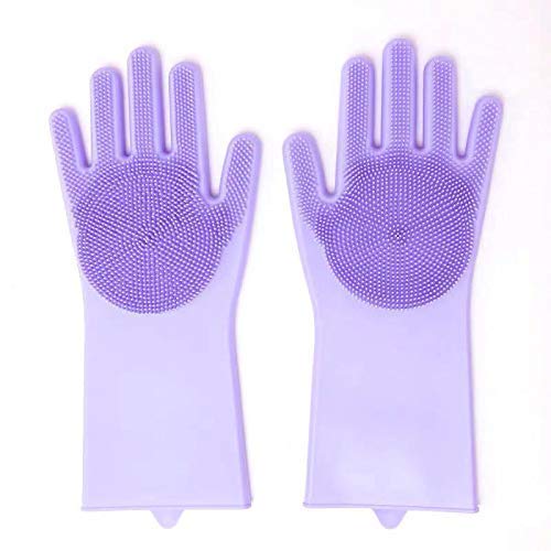 Silicone Dish Washing Gloves, Ideal for Washing Dish, Car, Bathroom (Multicolor, 1 Pair)