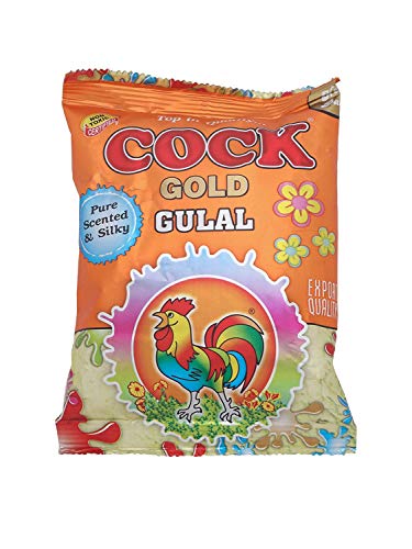 Holi Colors - Gift Pack of 10 (Multicolor) | 100% Natural/Herbal/Organic Colour | Non-Toxic and Skin-Friendly Holi Gulal | Cock Brand GOLD Gulal Gift Hamper