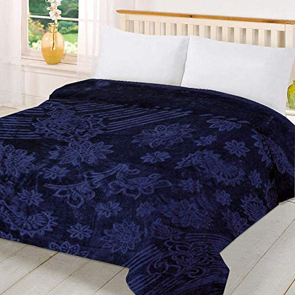 Mink Double Bed Blanket, Navy Blue