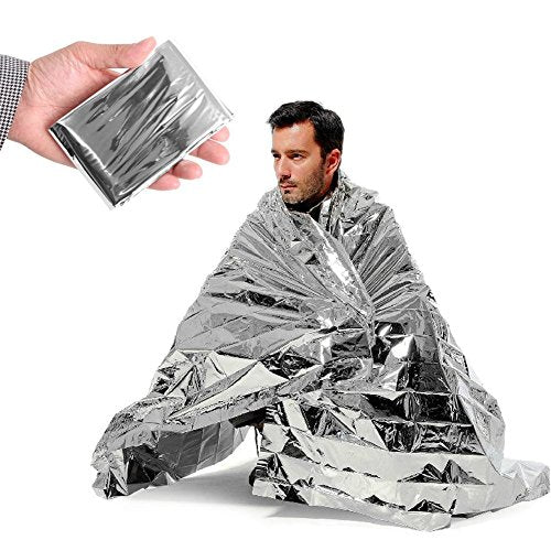 Emergency Foil Blanket, Waterproof & Windproof for Camping and Hiking, Silver