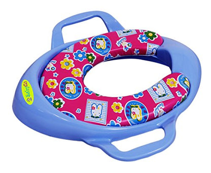 Potty Training Seat, Cushioned Toilet Seat with Handle for Kids (Multicolor)