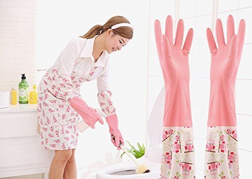 Reusable Rubber Gloves, Elbow Length Hand Gloves, cleaning gloves for kitchen Household Purpose(Color May Vary)