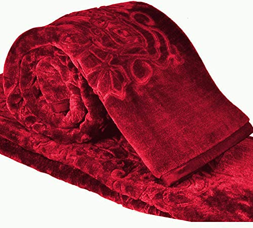 Mink Blanket, Pearl, Solid Color, Embossed, Double Bed, Maroon (color & Design may vary)
