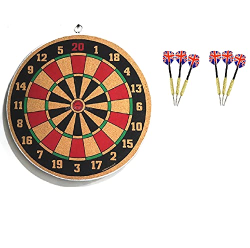 Wooden Dart Board (Color May Vary) (16 Inch with 6 Dart Pins)