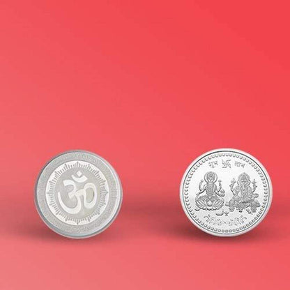 Silver Look Laxmi Ganesh Ji Coin for Gift and Pooja (Design May Vary)