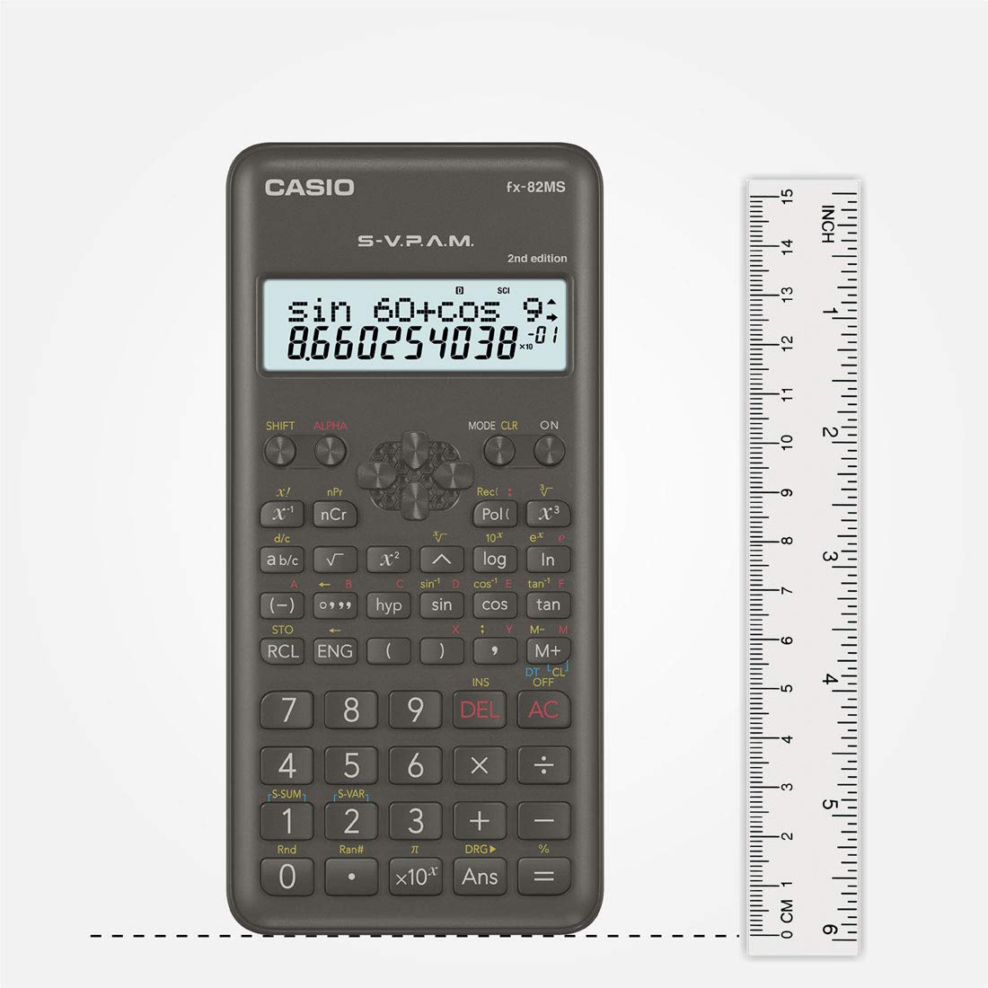Casio FX-82MS Calculator, 240 Functions and 2-line Display, 2nd Gen Non-Programmable Scientific Calculator