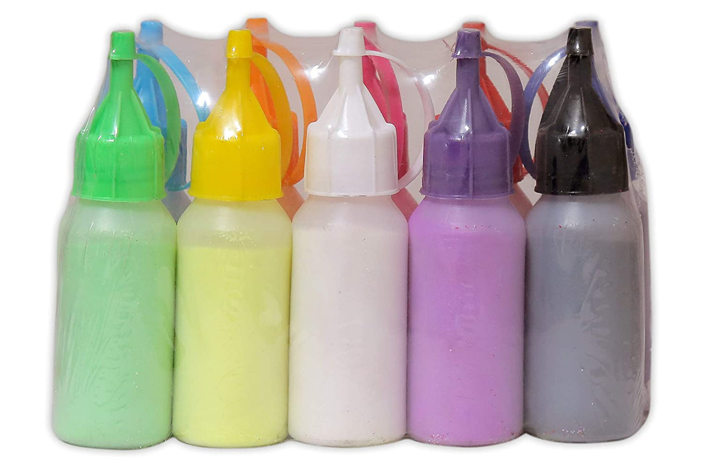 Rangoli Colour Powder Bottles for Floor Rangoli, Pooja Set of 10 Rangoli Colors in Plastic Squeeze Bottles (80g Each)