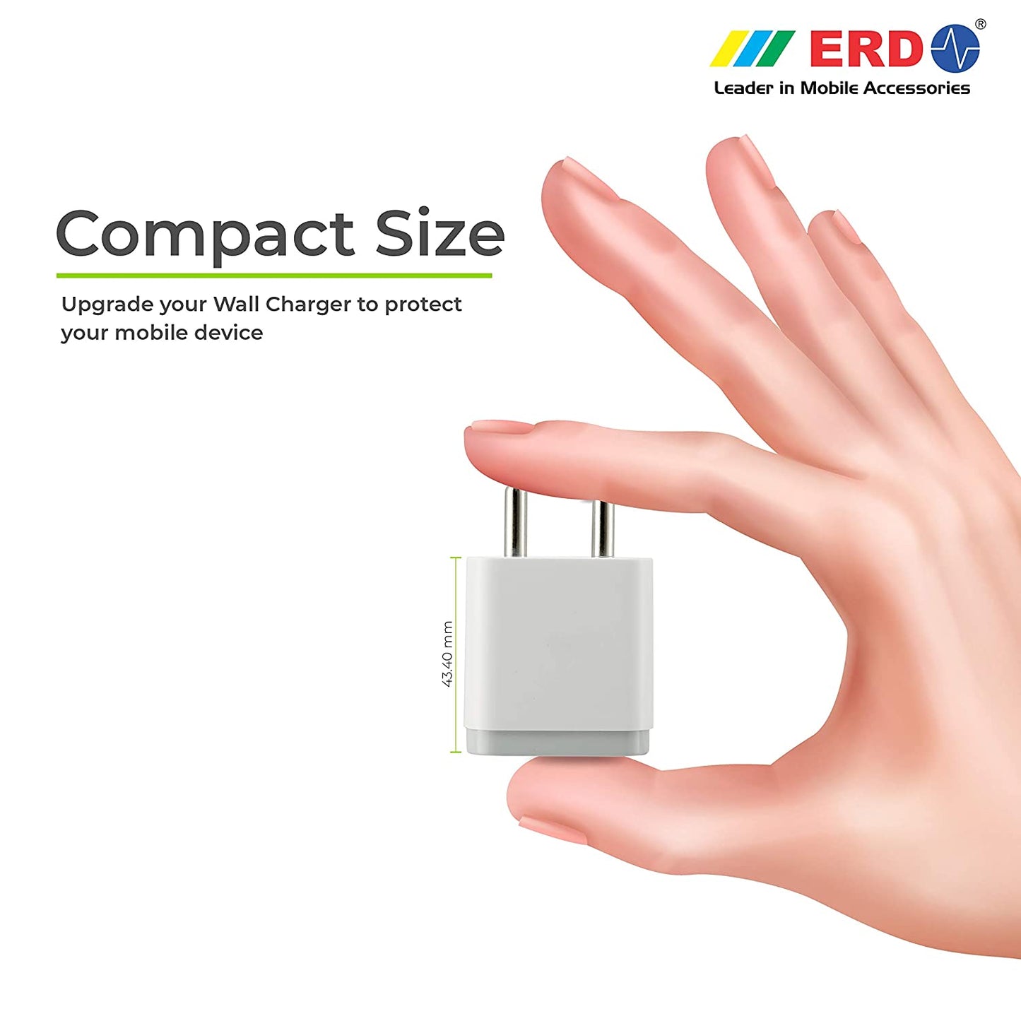 ERD Mobile Phone Charger TC-11 | Fast Charging Adapter with 1 Metre Micro USB Cable (White)