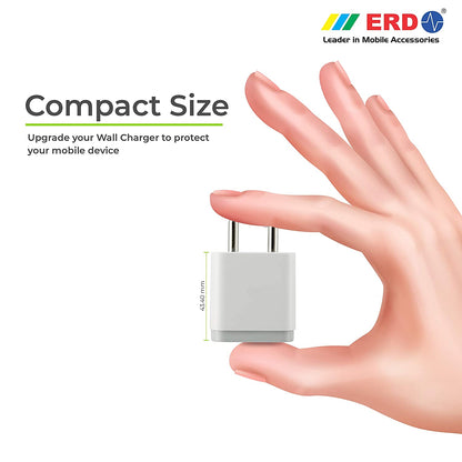 ERD Mobile Phone Charger TC-11 | Fast Charging Adapter with 1 Metre Micro USB Cable (White)