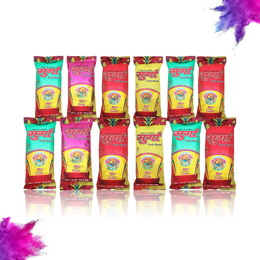 Cock Brand Mini Gold Gulal, Value Pack, Multicolor, Pack of 30 | 100% Natural and Herbal Gulal | Organic Coloured Powder | Non-Toxic and Skin-Friendly Holi Gulal