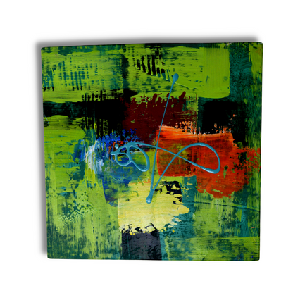 Wall Art Painting, Abstract Canvas Hand Painted Artwork, Square (11x11 Inches), Set of 2