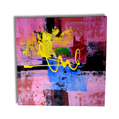Wall Art Painting, Hand Painted Canvas Artwork, Abstract Square (11x11 Inches), Set of 4