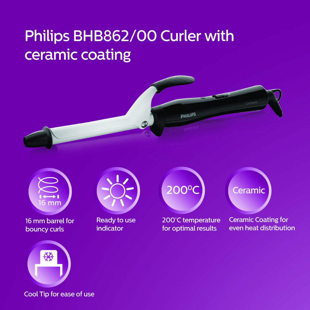 PHILIPS BHB862/00 Hair Curler with Ceramic Coating