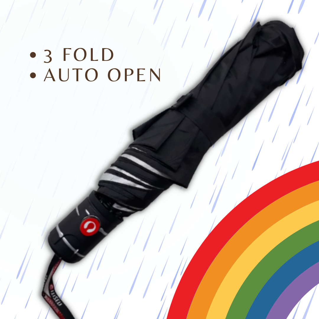 Citizen Umbrella, 3 Fold, Auto Open Umbrella, Rain and Sun Protection (21 Inch, Black)