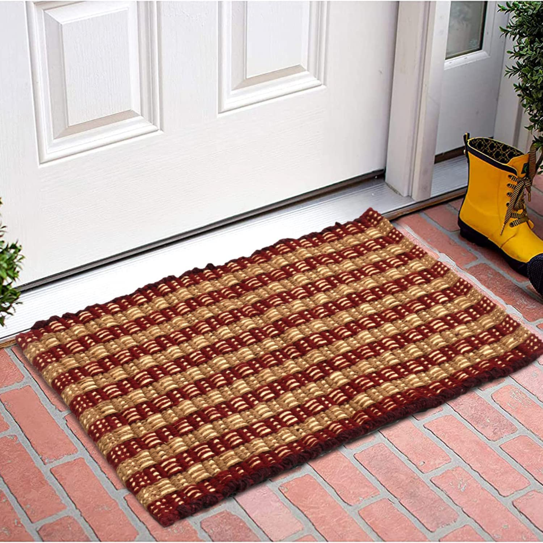 Washable Cotton Doormat, Bathmat Maroon