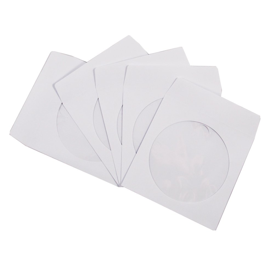 White Paper CD DVD Sleeves Envelope, Pack of 100