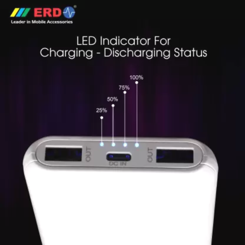 ERD Power Bank (10000 mAh) Fast Charging Twin Port Micro USB+Type C Port
