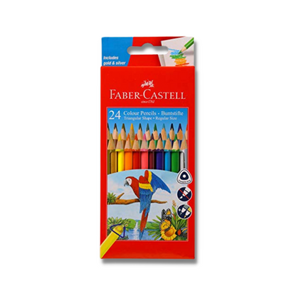 Faber-Castell Triangular Colour Pencils - Pack of 24 (Assorted)