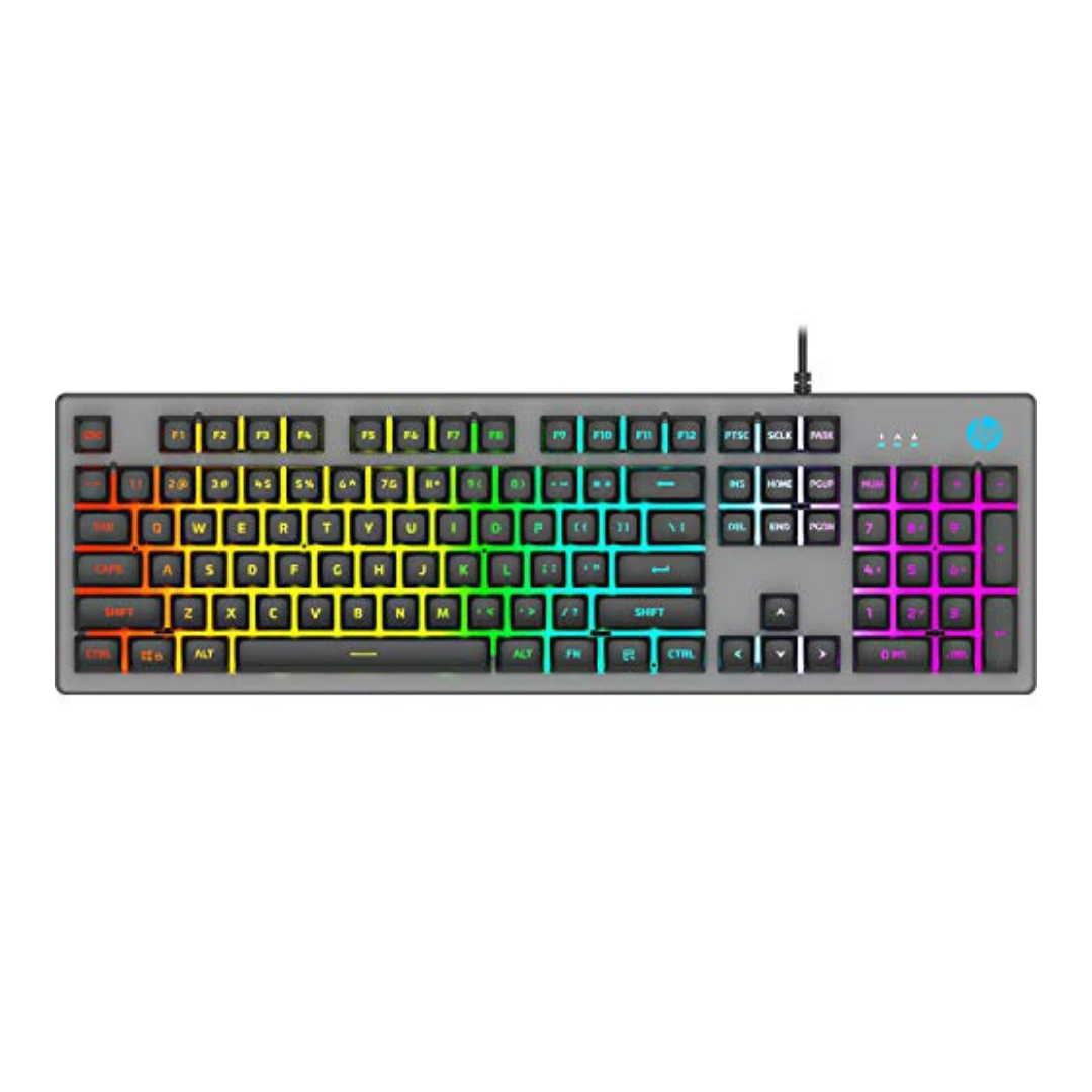 HP K500F Wired Gaming Keyboard, Backlit Mixed Color Lighting, Metal Panel