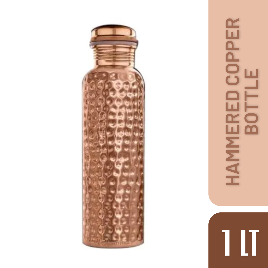 Copper Water Bottle, Hammered (1000 ML)