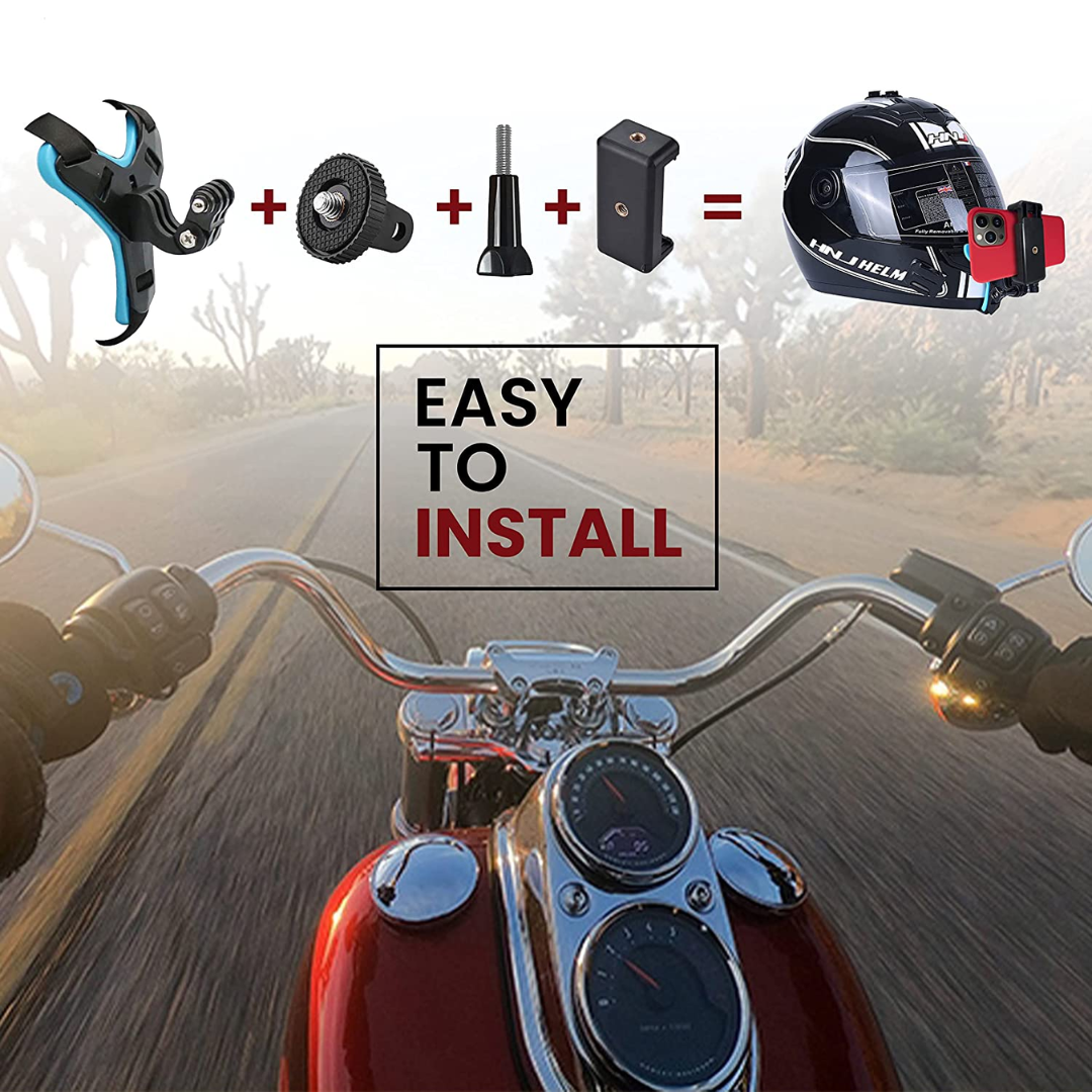 Helmet Chin Mount with Mobile Clip & Screw Compatible with All Smart Phones and Action Cameras
