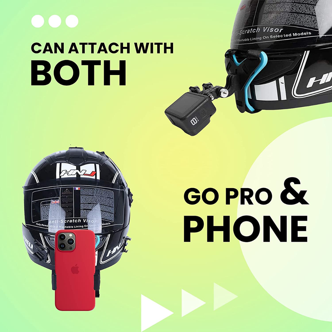 Helmet Chin Mount with Mobile Clip & Screw Compatible with All Smart Phones and Action Cameras