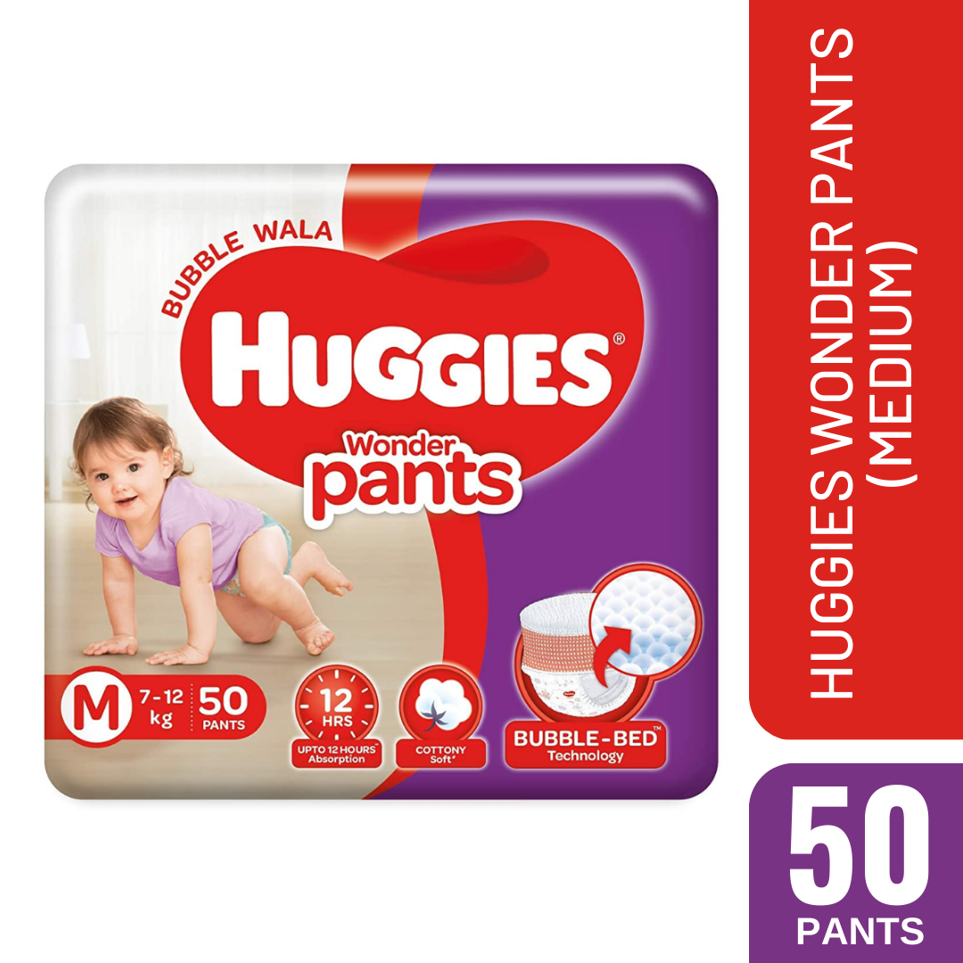 Huggies Wonder Pants, Medium (M) Size Baby Diaper Pants, 50 Count