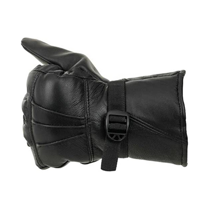 Leather Gloves, Biker's Riding Gloves (Black, Design May Vary)
