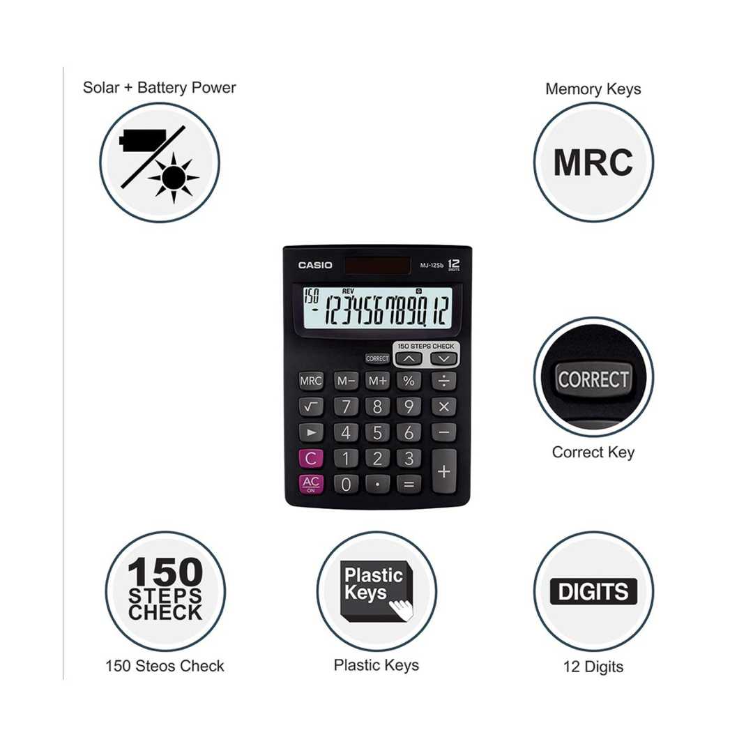 Casio MJ-12SB Desktop Calculator 150 Check Steps Correct 12 Digit