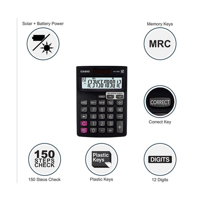 Casio MJ-12SB Desktop Calculator 150 Check Steps Correct 12 Digit