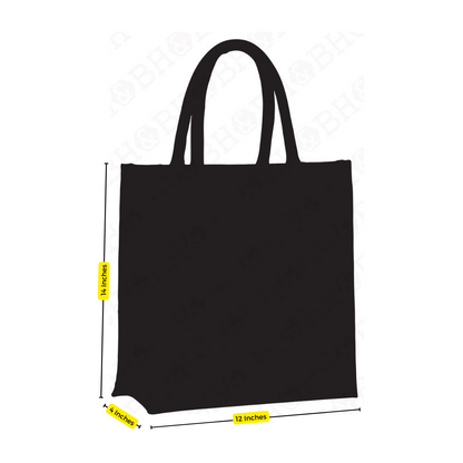 Jute Tote Handbag with Zip and Bottle Holder, Medium (14”X 12"X 4”)