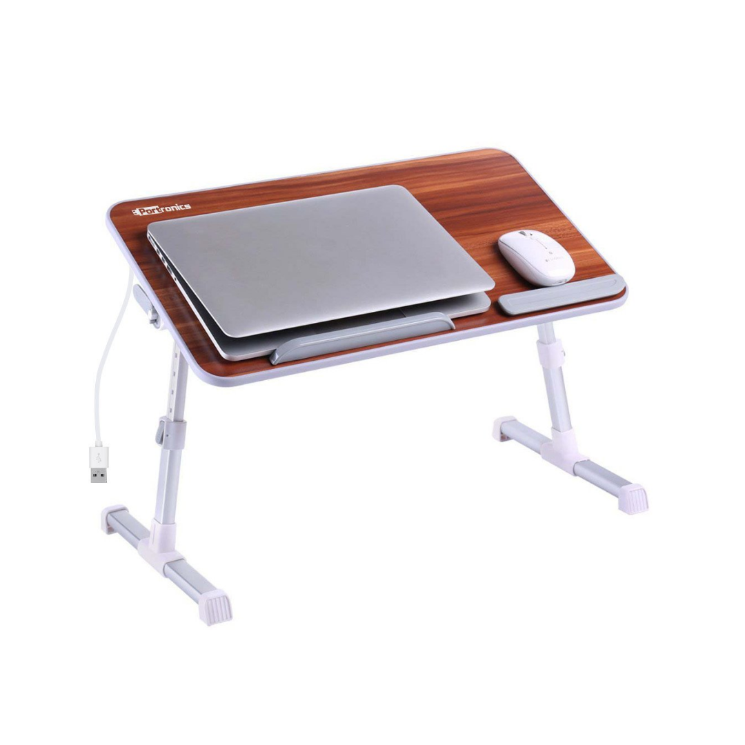 Portronics MY BUDDY+ Portable Laptop Stand with Cooling Fan (Brown)