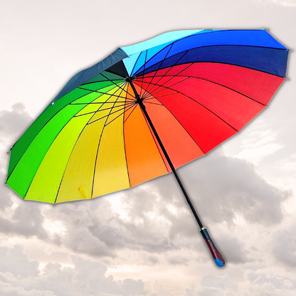 Beach Umbrella, Rainbow Color Stripes, Manual Open and Close, (16 Colors) Unisex, (58Inch Dia)